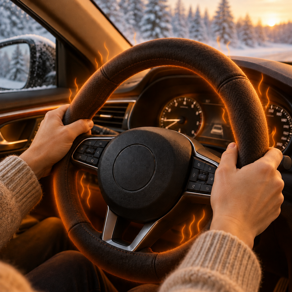 Heated Steering Wheel Cover, 12V Plug-In, 14.5–15.5" | NORTHGRIP